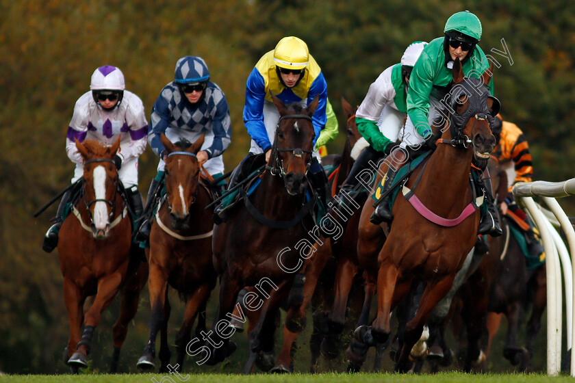 Eclat-Des-Mottes-0001 
 ECLAT DES MOTTES (right, James Best) leads A LITTLE CHAOS (centre) during The Champions Day Form Study On attheraces.com/ascot Handicap Hurdle
Fakenham 16 Oct 2020 - Pic Steven Cargill / Racingfotos.com