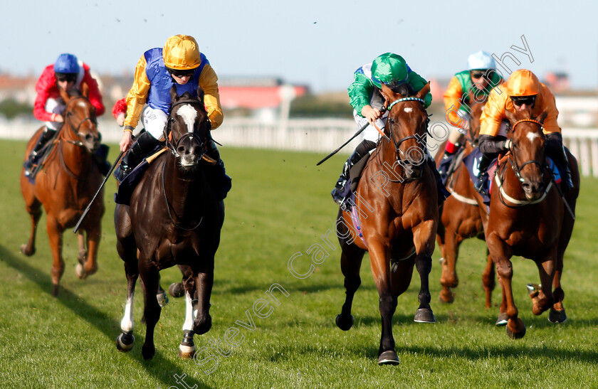 Arousing-0003 
 AROUSING (2nd right, Tom Marquand) beats VILLE DE GRACE (left) in The British EBF Fillies Novice Stakes
Yarmouth 17 Sep 2020 - Pic Steven Cargill / Racingfotos.com