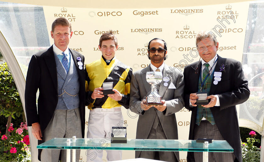 Main-Edition-0013 
 Presentation by David Redvers to James Doyle, Saif Ali and Mark Johnston for The Albany Stakes won by MAIN EDITION
Royal Ascot 22 Jun 2018 - Pic Steven Cargill / Racingfotos.com