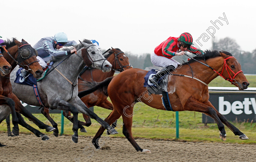 Easy-Tiger-0006 
 EASY TIGER (Liam Keniry) beats GENERAL HAZARD (left) in The Betway Handicap Lingfield 6 Jan 2018 - Pic Steven Cargill / Racingfotos.com