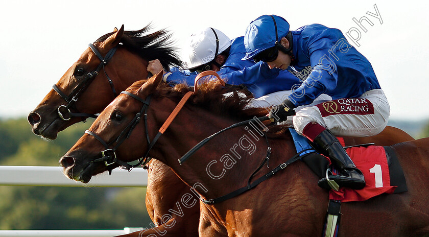 Native-Tribe-0004 
 NATIVE TRIBE (farside, William Buick) beats DUBAI MIRAGE (nearside) in The Slug And Lettuce 2-4-1 Tanqueray Thursdays EBF Maiden Stakes
Sandown 8 Aug 2019 - Pic Steven Cargill / Racingfotos.com