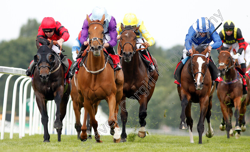 Cosmopolitan-Queen-0005 
 COSMOPOLITAN QUEEN (2nd left, Ryan Moore) beats CHARACTER WITNESS (left) and WARSAAN (right) in The Gate-A-Mation Handicap
Sandown 15 Jun 2018 - Pic Steven Cargill / Racingfotos.com