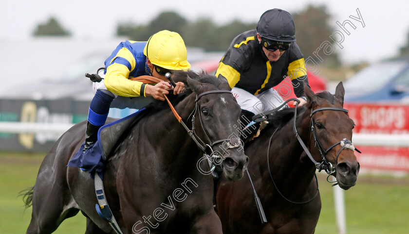 Zina-Colada-0001 
 ZINA COLADA (left, Benoit de la Sayette) beats INANNA (right) in The Friary Farm Caravan Park Fillies Handicap
Yarmouth 19 Sep 2023 - Pic Steven Cargill / Racingfotos.com