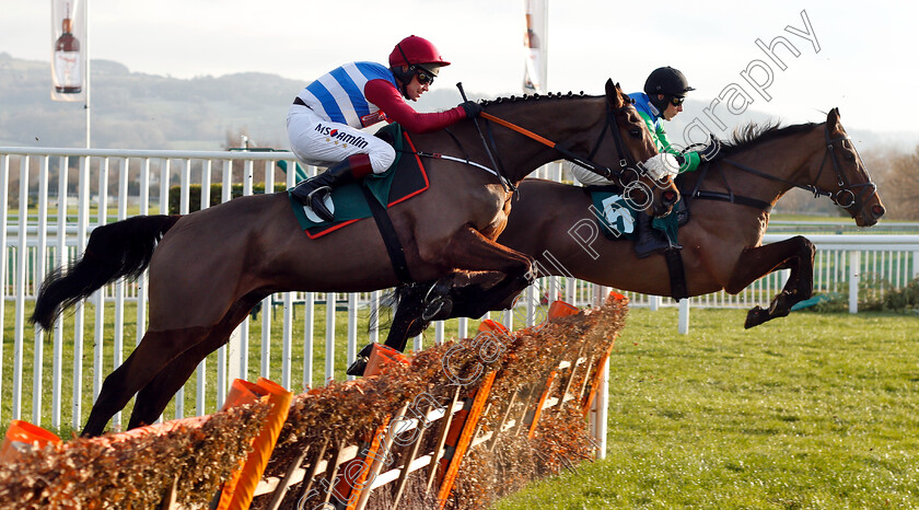 Monsieur-D Arque-0001 
 MONSIEUR D'ARQUE (right, Harry Skelton) leads I K BRUNEL (left) 
Cheltenham 14 Dec 2018 - Pic Steven Cargill / Racingfotos.com