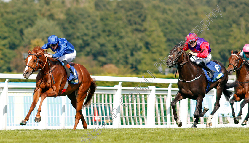 Masar-0005 
 MASAR (James Doyle) beats ROMANISED (right) in The BetBright Solario Stakes Sandown 2 Sep 2017 - Pic Steven Cargill / Racingfotos.com