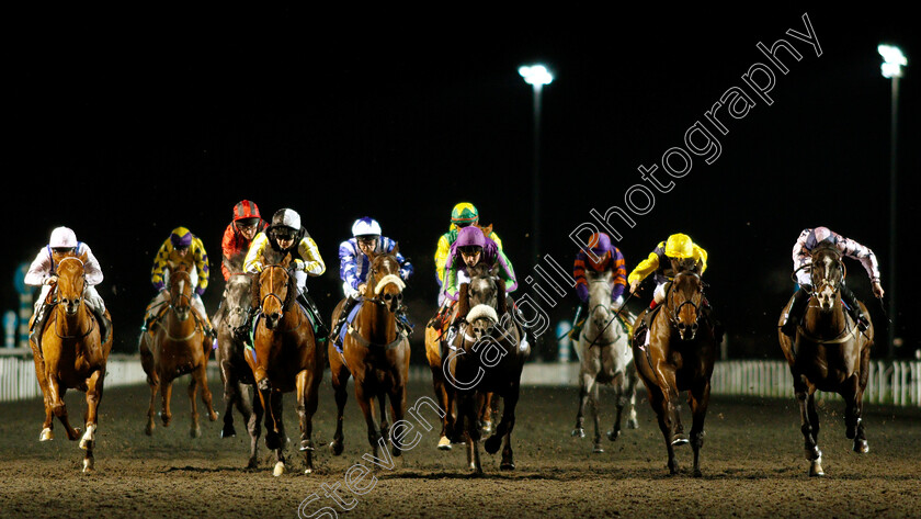 Little-Palaver-and-Mont-Kiara-0005 
 LITTLE PALAVER (2nd left, Amelia Glass) dead-heats with MONT KIARA (2nd right) ahead of TREACHEROUS (right) and SOAR ABOVE (centre) in The 32Red Casino Handicap
Kempton 16 Jan 2019 - Pic Steven Cargill / Racingfotos.com