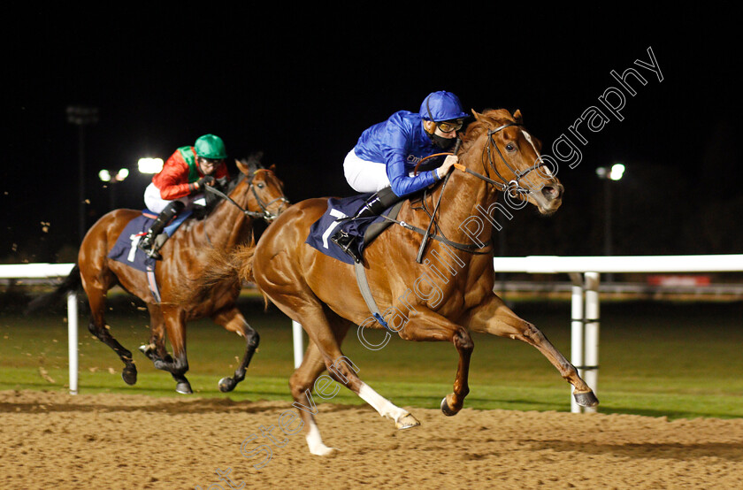 Silent-Escape-0004 
 SILENT ESCAPE (Hector Crouch) wins The Bombardier British Hopped Amber Beer Novice Stakes
Wolverhampton 24 Nov 2020 - Pic Steven Cargill / Racingfotos.com