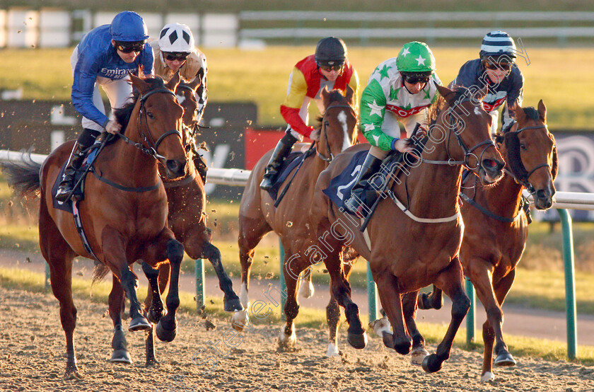 Jamaican-Jill-0006 
 JAMAICAN JILL (right, Martin Dwyer) leads FINESPUN (left) in The Betway Handicap
Lingfield 4 Jan 2020 - Pic Steven Cargill / Racingfotos.com