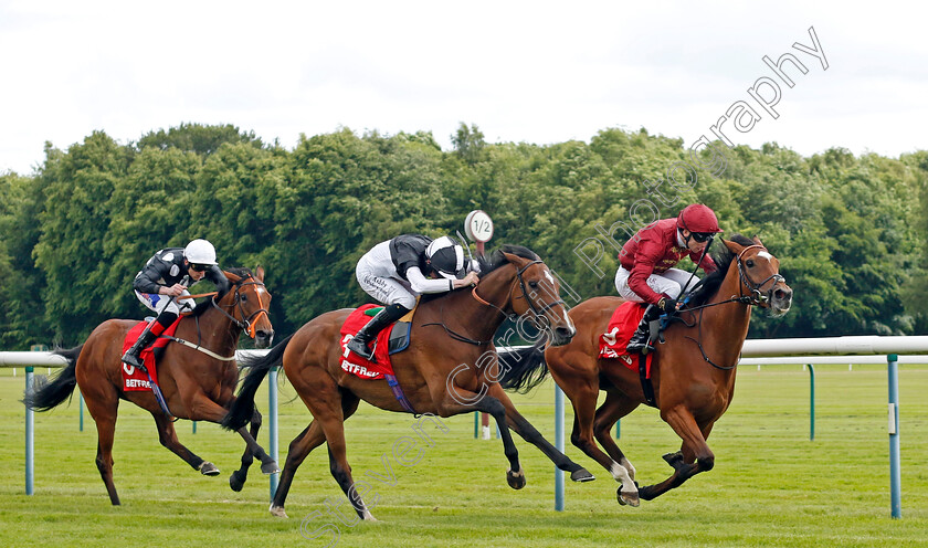 Queen-Of-The-Pride-0002 
 QUEEN OF THE PRIDE (Oisin Murphy) beats LADY BORA (centre) in The Betfred Nifty 50 Lester Piggott Fillies Stakes
Haydock 8 Jun 2024 - Pic Steven Cargill / Racingfotos.com