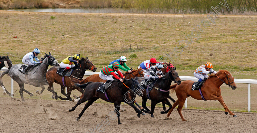 Sir-Rodneyredblood-0003 
 SIR RODNEYREDBLOOD (Marco Ghiani) beats RED ALERT (2nd right) and AL ASEF (centre) in The Celebrating The tote and PMU Partnership Handicap
Chelmsford 29 Apr 2021 - Pic Steven Cargill / Racingfotos.com