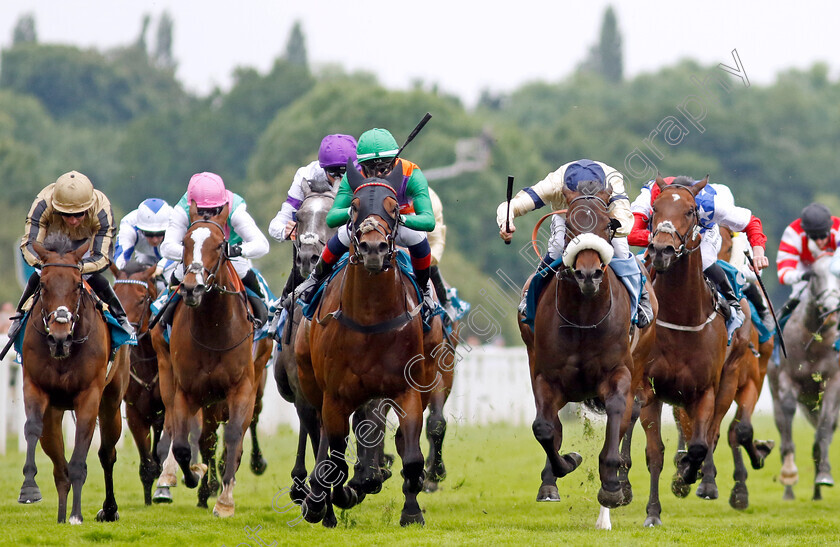 Quinault-0008 
 QUINAULT (centre, Connor Planas) beats WASHINGTON HEIGHTS (right) in The Oakmere Homes Supporting Macmillan Sprint Handicap
York 17 Jun 2023 - Pic Steven Cargill / Racingfotos.com