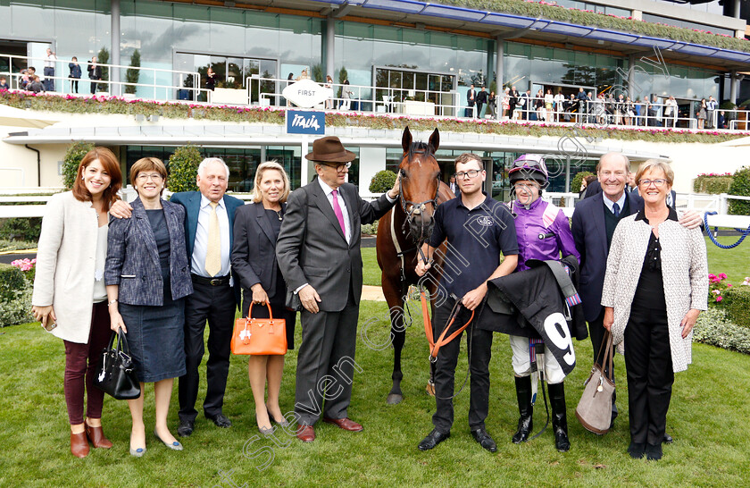 Mountain-Peak-0008 
 MOUNTAIN PEAK (Liam Keniry) with owners Ebury Racing after The Halgarten Wines Handicap
Ascot 8 Sep 2018 - Pic Steven Cargill / Racingfotos.com