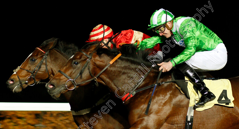 Exceeding-Power-0003 
 EXCEEDING POWER (farside, George Wood) beats LANDUE (nearside) in The 32Red.com Handicap
Kempton 21 Nov 2018 - Pic Steven Cargill / Racingfotos.com