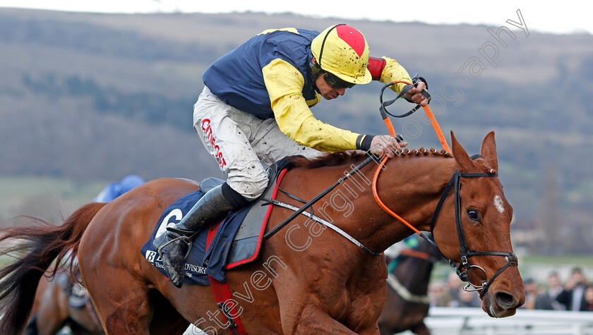 The-Storyteller-0006 
 THE STORYTELLER (Davy Russell) wins The Brown Advisory & Merriebelle Stable Plate Handicap Chase Cheltenham 15 Mar 2018 - Pic Steven Cargill / Racingfotos.com