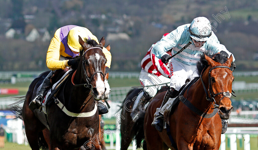 Summerville-Boy-0004 
 SUMMERVILLE BOY (right, Noel Fehily) beats KALASHNIKOV (left) in The Sky Bet Supreme Novices Hurdle Cheltenham 13 Mar 2018 - Pic Steven Carrgill / Racingfotos.com