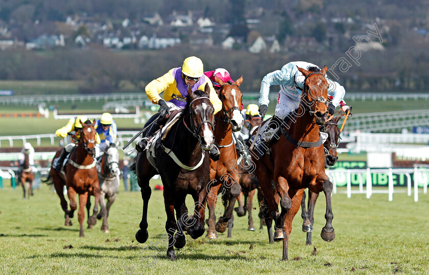 Summerville-Boy-0002 
 SUMMERVILLE BOY (right, Noel Fehily) beats KALASHNIKOV (left) in The Sky Bet Supreme Novices Hurdle Cheltenham 13 Mar 2018 - Pic Steven Carrgill / Racingfotos.com