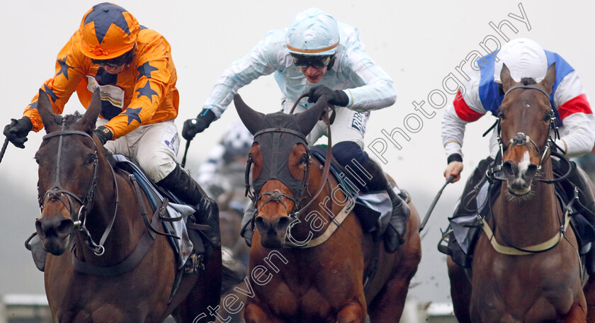 Take-No-Chances-0003 
 TAKE NO CHANCES (left, Kielan Woods) beats KARGESE (centre) and OOH BETTY (right) in The Betmgm Mares Hurdle
Ascot 18 Jan 2025 - Pic Steven Cargill / Racingfotos.com