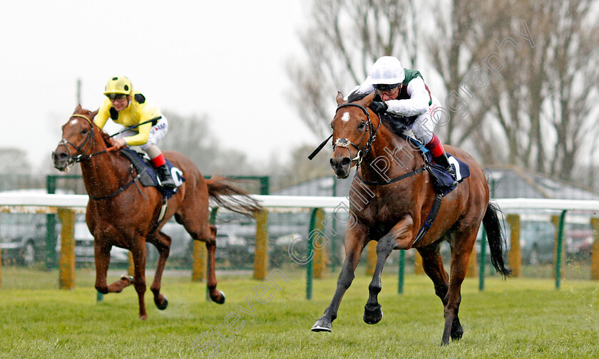 Without-Parole-0003 
 WITHOUT PAROLE (Frankie Dettori) wins The John Kemp 4x4 Centre Of Norwich Novice Stakes Div2 Yarmouth 24 Apr 2018 - Pic Steven Cargill / Racingfotos.com