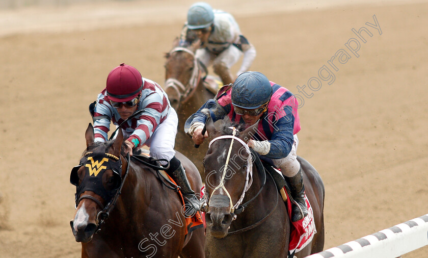 Our-Braintrust-0005 
 OUR BRAINTRUST (right, Javier Castellano) beats MAE NEVER NO (left) in The Tremont Stakes
Belmont Park 8 Jun 2018 - Pic Steven Cargill / Racingfotos.com