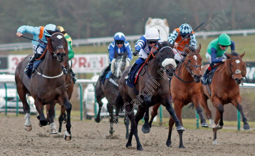 Lexington-Law-0003 
 LEXINGTON LAW (left, Tom Marquand) beats ZUBAYR (centre) in The Betway Casino Handicap Lingfield 30 Dec 2017 - Pic Steven Cargill / Racingfotos.com