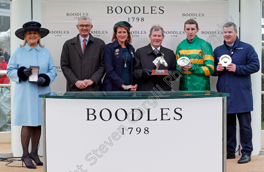 Aramax-0010 
 Presentation to J P McManus, Gordon Elliott and Mark Walsh for The Boodles Juvenile Handicap Hurdle won by ARAMAX
Cheltenham 11 Mar 2020 - Pic Steven Cargill / Racingfotos.com