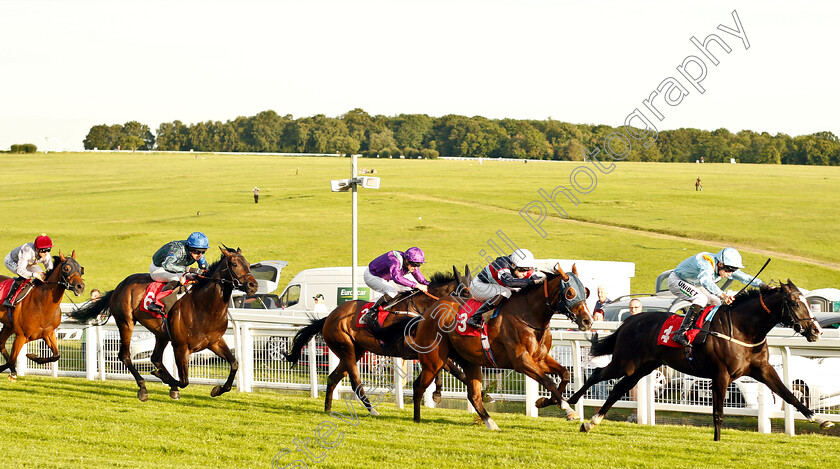 Revich-0001 
 REVICH (Luke Morris) beats SIR BUSKER (2nd right) in The Racing Welfare For All Racing's Workforce Handicap
Epsom 4 Jul 2019 - Pic Steven Cargill / Racingfotos.com