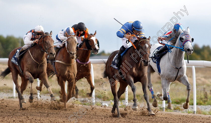 Wonnemond-0004 
 WONNEMOND (Bayarsaikhan Ganbat) beats PLATA O PLOMO (right) in The Tattersalls Nickes Minneslopning
Bro Park, Sweden 23 Sep 2018 - Pic Steven Cargill / Racingfotos.com