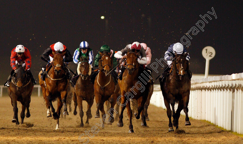 Black-Truffle-0003 
 BLACK TRUFFLE (right, Nicola Currie) beats OLAUDAH (2nd right) in The Alexandra And Sofia Baby Texo Handicap Chelmsford 21 Dec 2017 - Pic Steven Cargill / Racingfotos.com