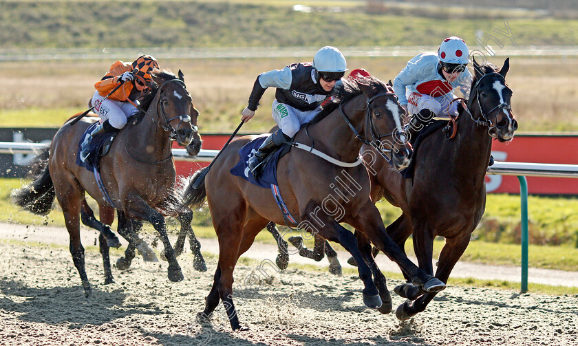 Byford-0002 
 BYFORD (centre, Jason Hart) beats CHARLIE ARTHUR (right) in The Betway Handicap
Lingfield 26 Feb 2021 - Pic Steven Cargill / Racingfotos.com