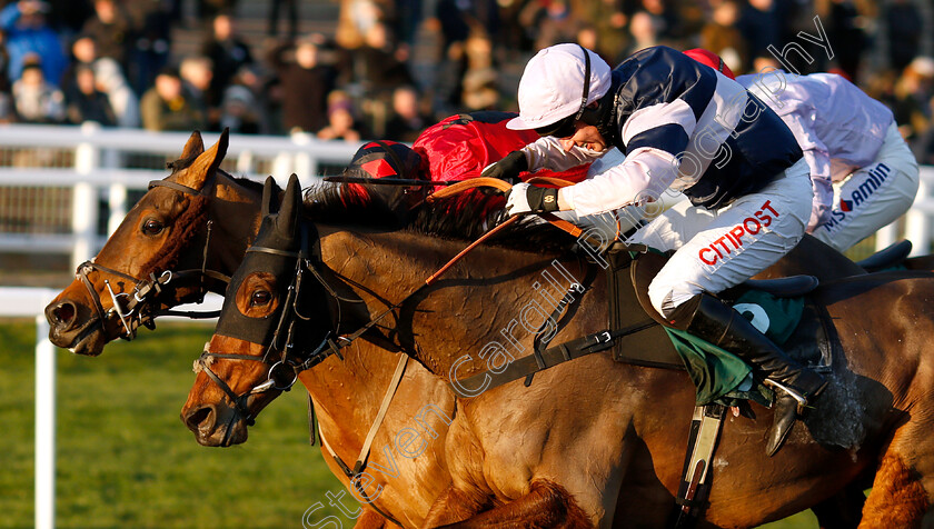 Cogry-0006 
 COGRY (farside, Sam Twiston-Davies) beats SINGLEFARMPAYMENT (nearside) in The CF Roberts 25 Years Of Sponsorship Handicap Chase
Cheltenham 14 Dec 2018 - Pic Steven Cargill / Racingfotos.com