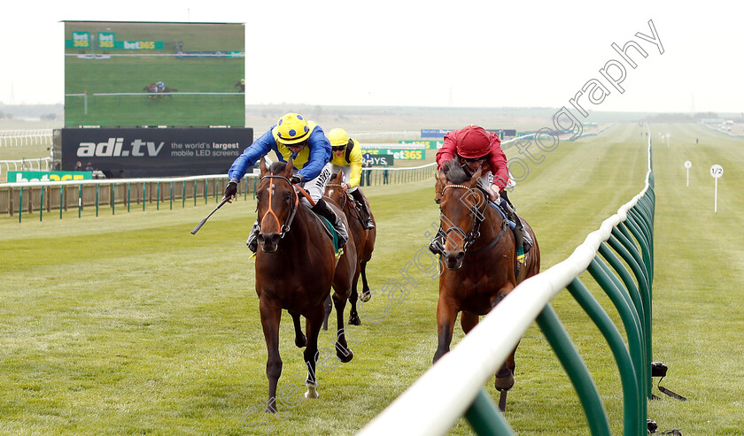 Kick-On-0004 
 KICK ON (right, Oisin Murphy) beats WALKINTHESAND (left) in The bet365 Feilden Stakes
Newmarket 16 Apr 2019 - Pic Steven Cargill / Racingfotos.com