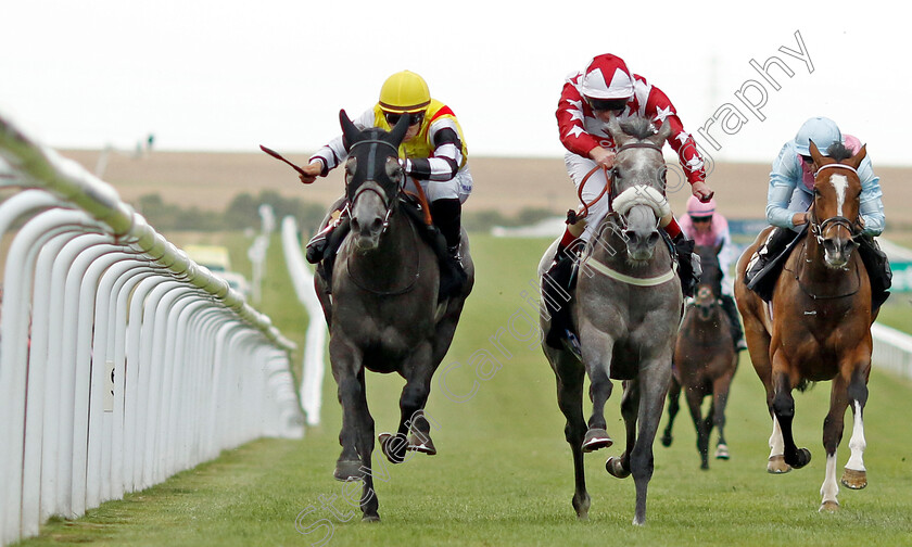 Nuble-0004 
 NUBLE (left, Stefano Cherchi) beats LETHAL TOUCH (centre) in The Follow @racingtv On Instagram Fillies Handicap
Newmarket 29 Jul 2022 - Pic Steven Cargill / Racingfotos.com