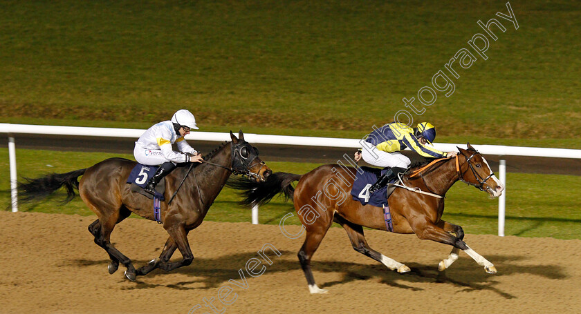 My-Girl-Maggie-0004 
 MY GIRL MAGGIE (Richard Kingscote) beats HERMOCRATES (left) in The Play 4 To Win At Betway Handicap
Wolverhampton 4 Jan 2021 - Pic Steven Cargill / Racingfotos.com