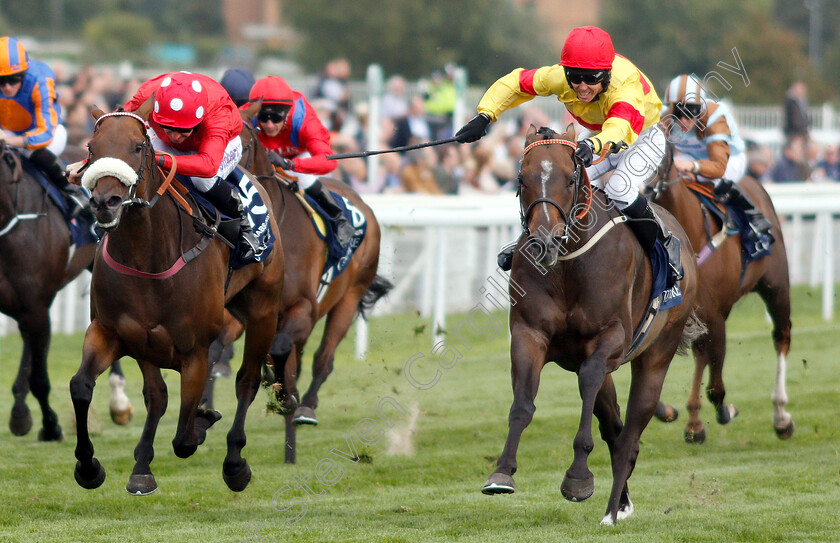 Alpha-Delphini-0003 
 ALPHA DELPHINI (right, Graham Lee) beats MABS CROSS (left) in The Coolmore Nunthorpe Stakes
York 24 Aug 2018 - Pic Steven Cargill / Racingfotos.com