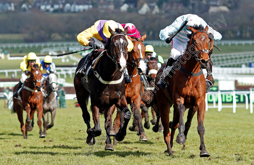 Summerville-Boy-0003 
 SUMMERVILLE BOY (right, Noel Fehily) beats KALASHNIKOV (left) in The Sky Bet Supreme Novices Hurdle Cheltenham 13 Mar 2018 - Pic Steven Carrgill / Racingfotos.com