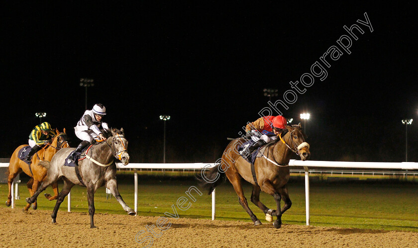 Athmad-0001 
 ATHMAD (Paul Mulrennan) beats PRECISION STORM (left) in The Betway Handicap
Wolverhampton 4 Jan 2021 - Pic Steven Cargill / Racingfotos.com