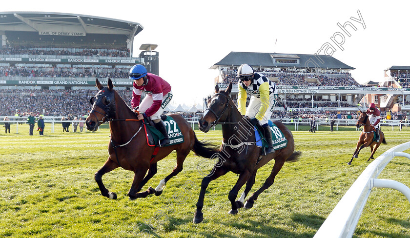 Monbeg-Notorious-and-Pleasant-Company-0001 
 MONBEG NOTORIOUS (left, Sean Bowen) and PLEASANT COMPANY (right, Paul Towend)
Aintree 6 Apr 2019 - Pic Steven Cargill / Racingfotos.com