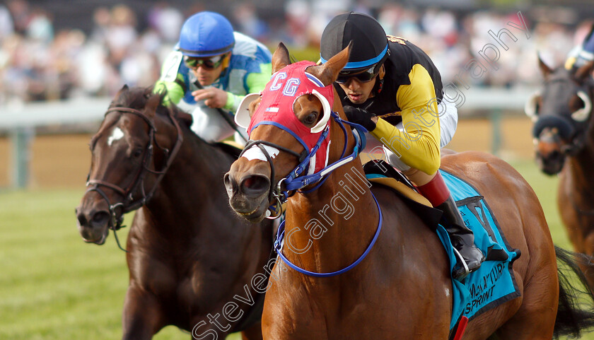 Completed-Pass-0005 
 COMPLETED PASS (Victor Carrasso) wins The Jim McKay Turf Sprint
Pimlico, Baltimore USA, 17 May 2019 - Pic Steven Cargill / Racingfotos.com