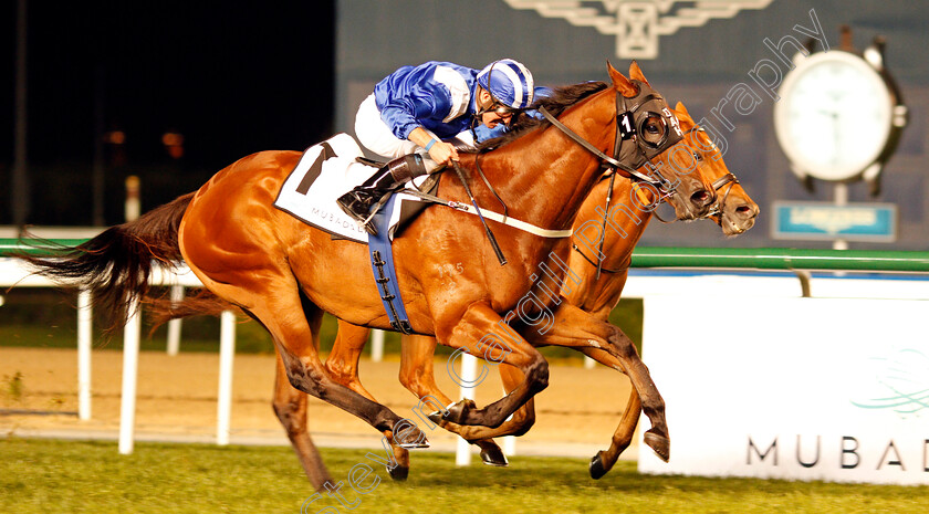 Faatinah-0004 
 FAATINAH (Jim Crowley) wins The Cleveland Clinic Abu Dhabi World Class Healthcare Cup Handicap Meydan 18 Jan 2018 - Pic Steven Cargill / Racingfotos.com