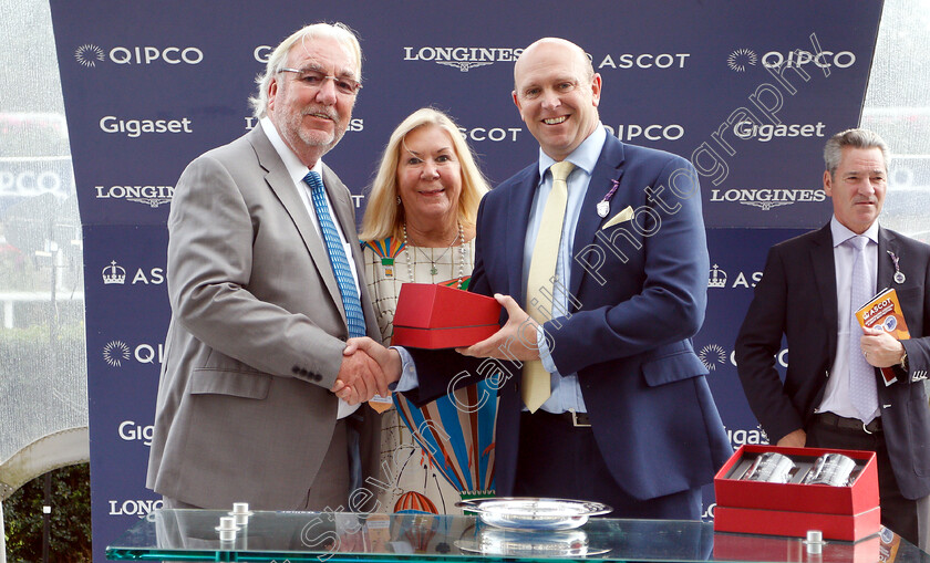 Tabdeed-0009 
 Presentation to Owen Burrows for The Original Harrogate Water Handicap won by TABDEED
Ascot 8 Oct 2018 - Pic Steven Cargill / Racingfotos.com