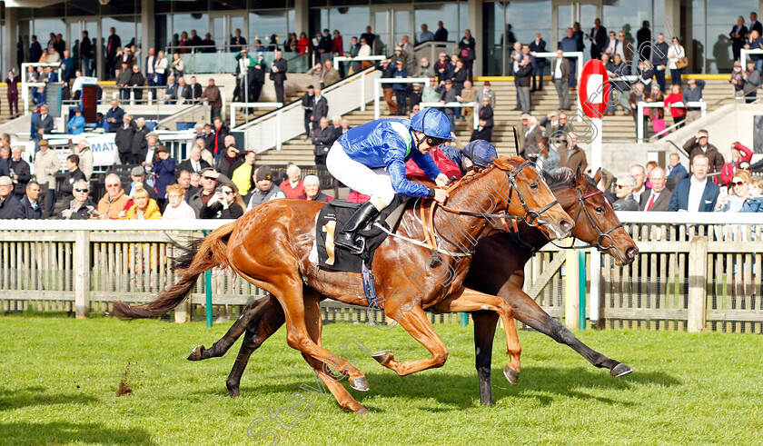 Canterbury-Bell-0004 
 CANTERBURY BELL (farside, Tom Marquand) beats SILVER KITTEN (nearside) in The Discover Newmarket Fillies Restricted Novice Stakes Div1
Newmarket 20 Oct 2021 - Pic Steven Cargill / Racingfotos.com