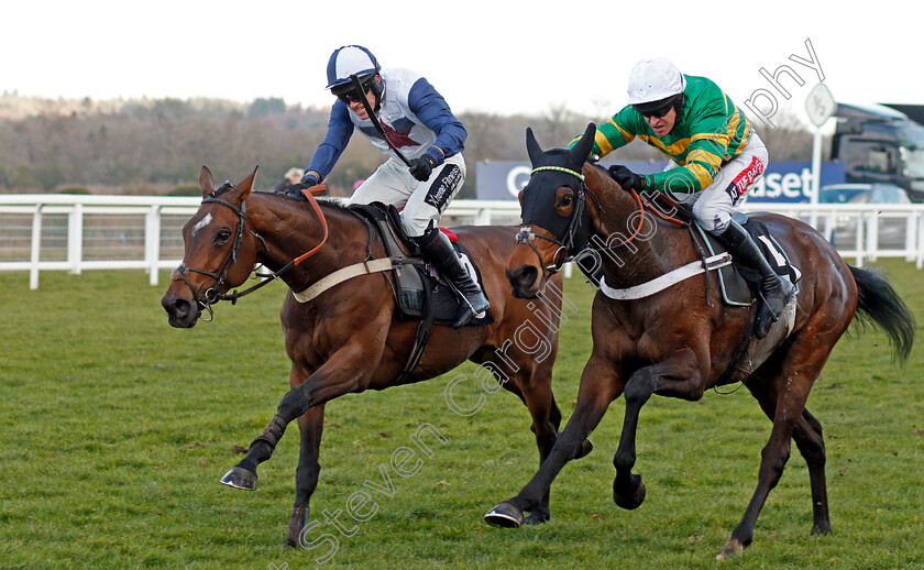 Point-Of-Principle-0002 
 POINT OF PRINCIPLE (left, Alan Johns) beats DAME DE COMPAGNIE (right) in The Ascot Schools Art Competition Novices Hurdle Ascot 17 Feb 2018 - Pic Steven Cargill / Racingfotos.com