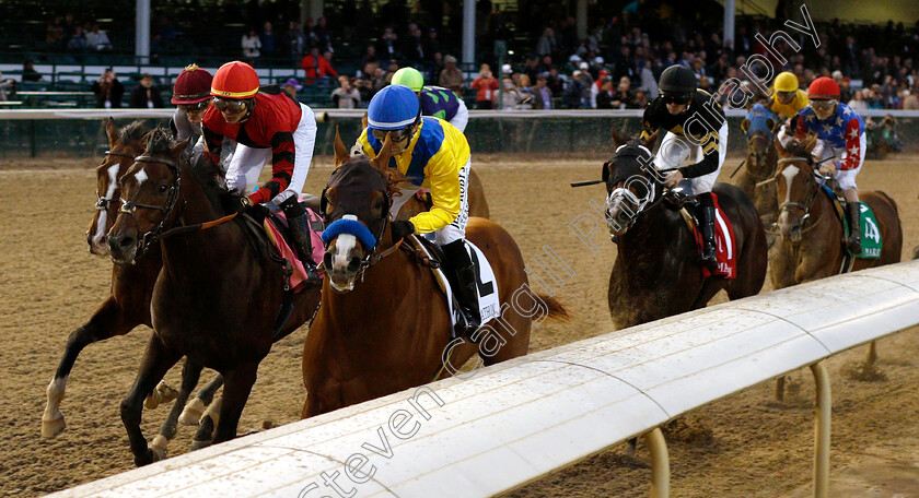 Dabster-0001 
 DABSTER (yellow, Joseph Talamo) leads HONORABLE DUTY (red) 
Churchill Downs 2 Nov 2018 - Pic Steven Cargill / Racingfotos.com