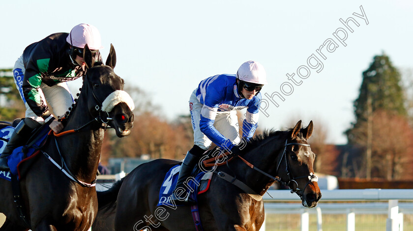 Blueking-d Oroux-0004 
 BLUEKING D'OROUX (right, Harry Cobden) beats STRONG LEADER (left) in The Coral Hurdle
Ascot 25 Nov 2023 - Pic Steven Cargill / Racingfotos.com