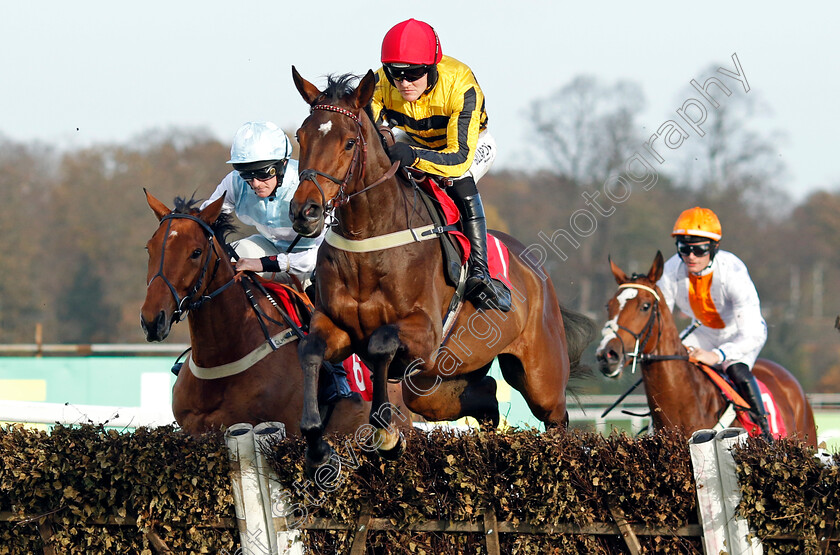 Castelfort-0006 
 CASTELFORT (David Noonan) wins The betting.betfair.com Introductory Juvenile Hurdle
Sandown 8 Dec 2023 - pic Steven Cargill / Racingfotos.com