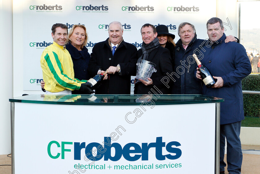 Synopsis-0010 
 Presentation to Gordon Elliott, Richard Johnson and owners for The CF Roberts Electrical & Mechanical Services Mares Handicap Chase won by SYNOPSIS
Cheltenham 14 Dec 2018 - Pic Steven Cargill / Racingfotos.com