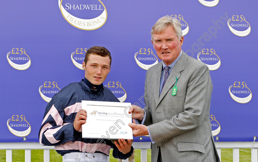 Rhys-Clutterbuck-0001 
 Presentation to RHYS CLUTTERBUCK by Richard Lancaster for The Shadwell Racing Excellence Apprentice Handicap won by THECHILDREN'STRUST
Salisbury 5 Sep 2019 - Pic Steven Cargill / Racingfotos.com