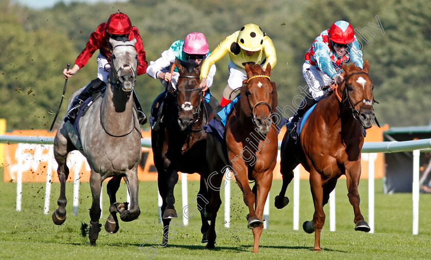 Mount-Logan-0001 
 MOUNT LOGAN (2nd right, Andrea Atzeni) beats RED VERDON (right) MIRAGE DANCER (2nd left) and SUMBAL (left) in The Sports ID Strength In Sport Stakes Doncaster 13 Sep 2017 - pic Steven Cargill / Racingfotos.com