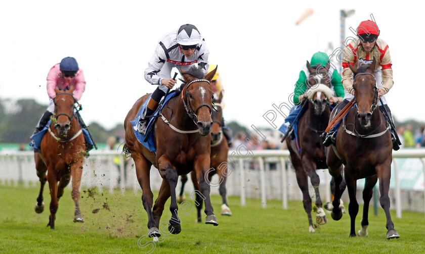 Mersea-0004 
 MERSEA (left, Sam James) beats YOUR SPIRIT (right) in The No.1 York By Guesthouse Hotels British EBF Fillies Novice Stakes
York 10 Jun 2022 - Pic Steven Cargill / Racingfotos.com