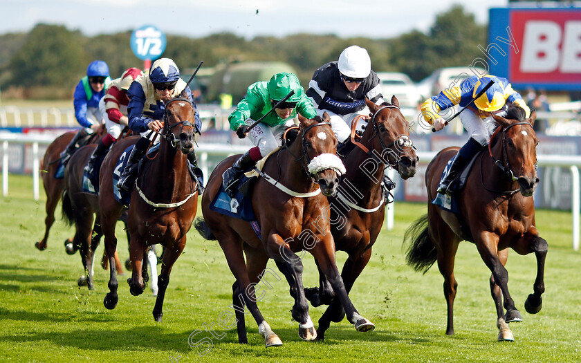 Ghost-Run-0003 
 GHOST RUN (left, Oisin Murphy) beats OOLONG POOBONG (centre) and GRISELDA (right) in The British Stallions Studs EBF Fillies Nursery
Doncaster 12 Sep 2024 - Pic Steven Cargill / Racingfotos.com